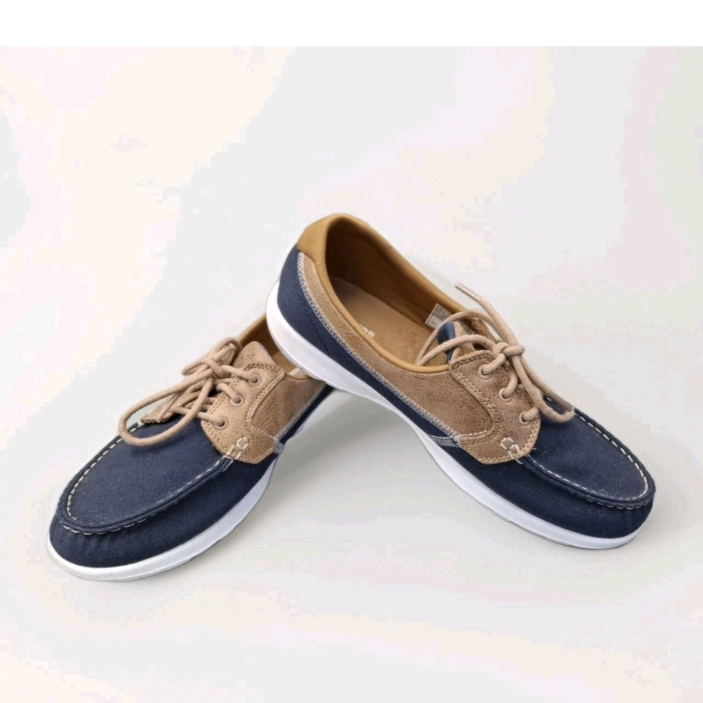 Sketchers Air Cooled GoGa Mat Laced Canvas Loafers Women's Sz 10